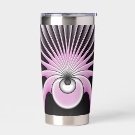 Modernes Abstraktes Fraktal Art Pink Grau Schwarz  Thermobecher