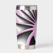 Modernes Abstraktes Fraktal Art Pink Grau Schwarz  Thermobecher (Vorderseite)
