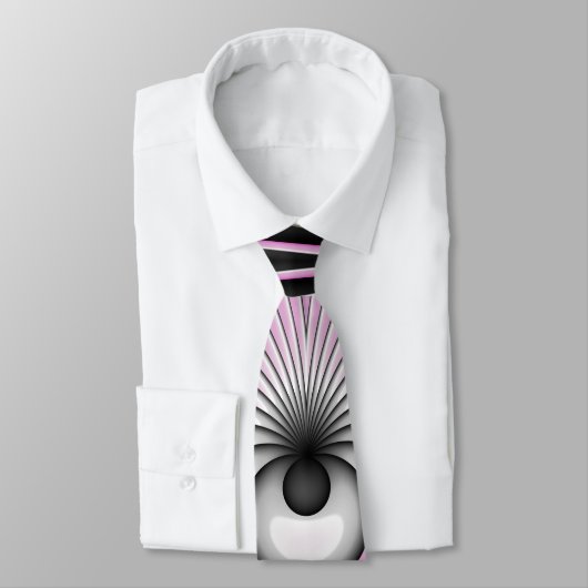Modernes Abstraktes Fraktal Art Rosa Schwarz Krawatte (Gebunden)