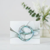 Modernes Abstraktes Fraktal Blau Türkis Grau Text Postkarte (Stehend Vorderseite)