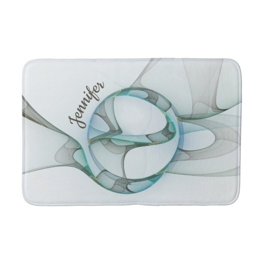 Modernes Abstraktes Fraktal Blau Türkis Grauer Nam Badematte (Vorderseite)
