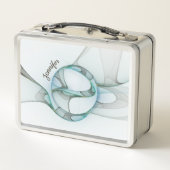 Modernes Abstraktes Fraktal Blau Türkis Grauer Nam Metall Brotdose (Rückseite)