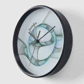 Modernes Abstraktes Fraktal Blau Türkis Grauer Nam Uhr (Winkel)