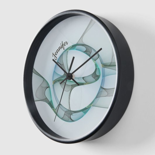 Modernes Abstraktes Fraktal Blau Türkis Grauer Nam Uhr (Winkel)