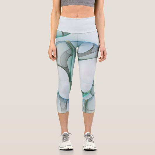 Modernes Abstraktes Fraktal Capri Leggings (Vorderseite)
