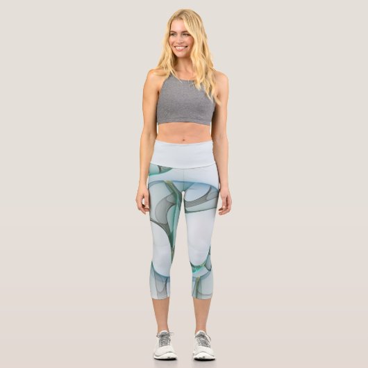 Modernes Abstraktes Fraktal Capri Leggings (Vorderseite)