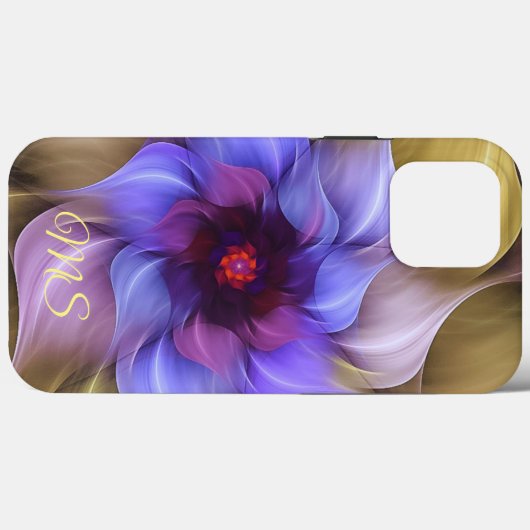Modernes Abstraktes Fraktal Farbige Blume Monogram Case-Mate iPhone Hülle (Rückseite (Horizontal))