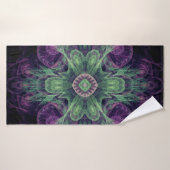 Modernes Abstraktes Fraktal Lila und grünes Design Badehandtuch (Badehandtuch)