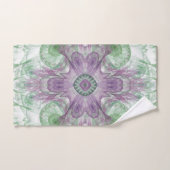Modernes Abstraktes Fraktal Lila und grünes Design Badhandtuch Set (Handtuch)