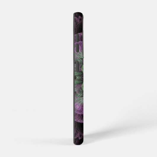 Modernes Abstraktes Fraktal Lila und grünes Design Samsung Galaxy Hülle (Rechte Seite)