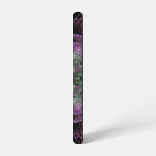 Modernes Abstraktes Fraktal Lila und grünes Design Samsung Galaxy Hülle (Linke Seite)