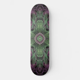 Modernes Abstraktes Fraktal Lila und grünes Design Skateboard