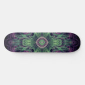 Modernes Abstraktes Fraktal Lila und grünes Design Skateboard (Horizontal)