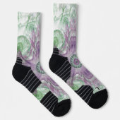 Modernes Abstraktes Fraktal Lila und grünes Design Socken (Rechts)