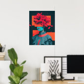 Modernes abstraktes Frauenportrait mit Blume Poster (Heimbüro)