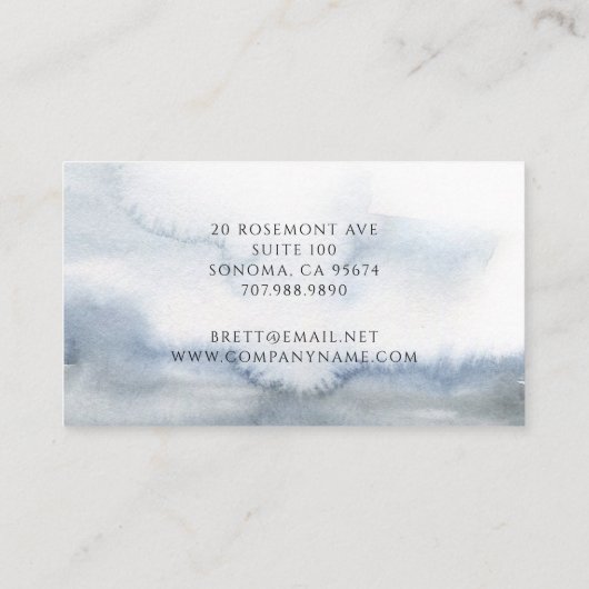 Modernes Abstraktes Friseur Wasserfarbe Blau Visitenkarte (Rückseite)