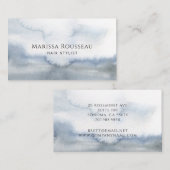 Modernes Abstraktes Friseur Wasserfarbe Blau Visitenkarte (Vorne/Hinten)