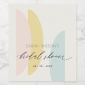 Modernes Abstraktes Gelbblau Aqua Brautparty Weinetikett (Einzelnes Label)