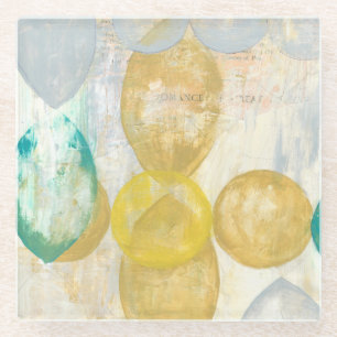 Modernes Abstraktes Gemälde auf Zeitungspapier Glasuntersetzer