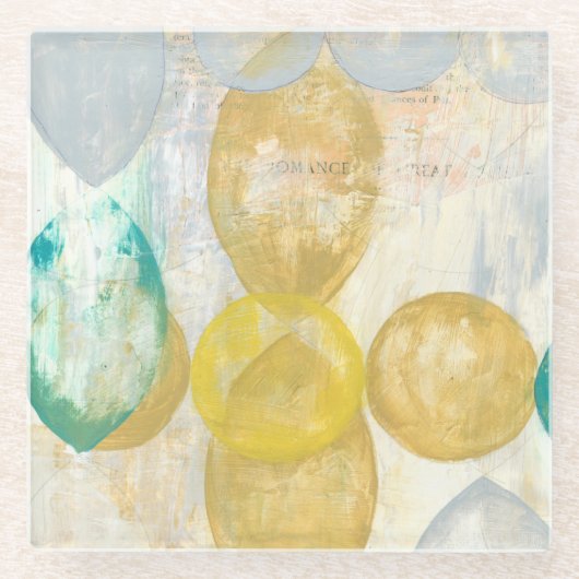 Modernes Abstraktes Gemälde auf Zeitungspapier Glasuntersetzer (Vorderseite)