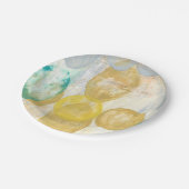 Modernes Abstraktes Gemälde auf Zeitungspapier Pappteller (Schrägansicht)