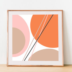 Modernes Abstraktes Geo Pastel Orange Pink Beige Poster