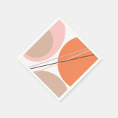 Modernes Abstraktes Geo Pastel Orange Pink Beige Serviette (Ecke)