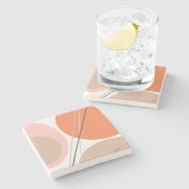 Modernes Abstraktes Geo Pastel Orange Pink Beige Steinuntersetzer (Seitenansicht)