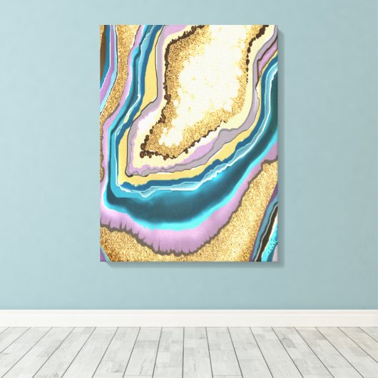 Modernes Abstraktes Geode-Agate Gemstone Leinwanddruck (Insitu (Holzboden))