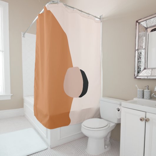 Modernes abstraktes geometrisch braun-rosa Schwarz Duschvorhang (Beispiel)