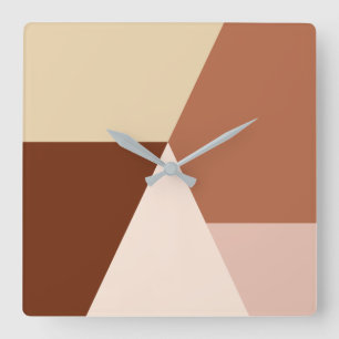 Modernes abstraktes geometrisches Cappuccino Quadratische Wanduhr