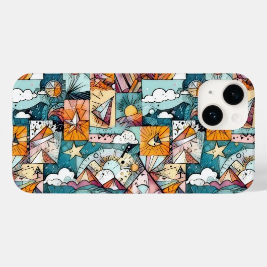 Modernes abstraktes geometrisches Digitalmuster 43 Case-Mate iPhone Hülle (Rückseite (Horizontal))