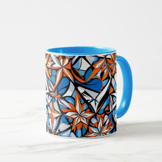 Modernes abstraktes geometrisches Digitalmuster 50 Tasse (VorderseiteRechts)