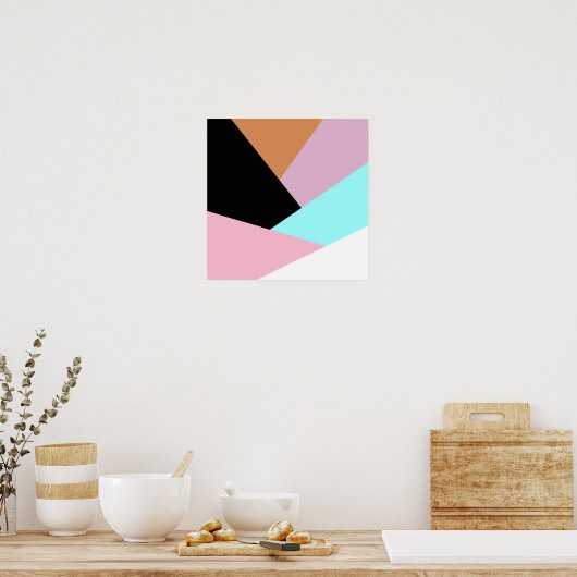 Modernes abstraktes geometrisches Farbblockmuster Poster (Küche)