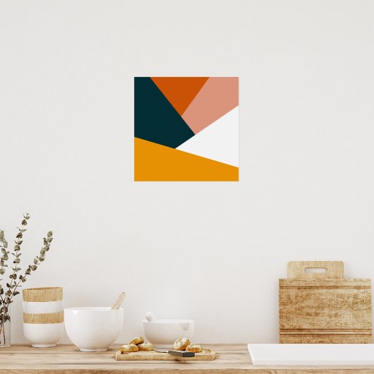 Modernes abstraktes geometrisches Farbblockmuster Poster (Küche)