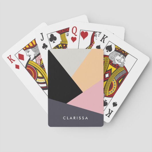 Modernes abstraktes geometrisches Farbblockmuster Spielkarten (Rückseite)