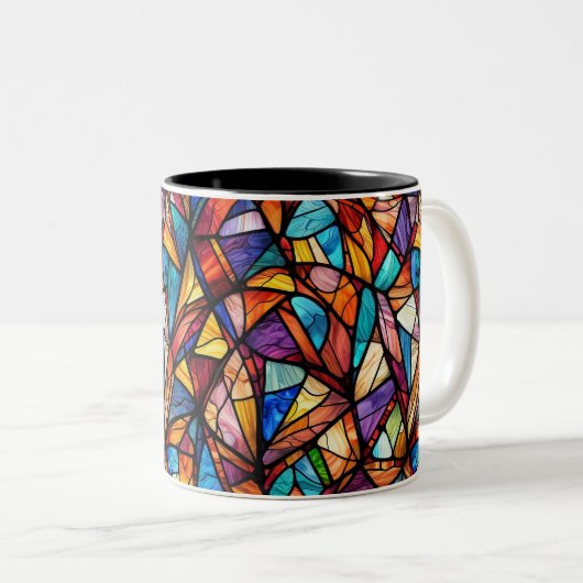 Modernes abstraktes geometrisches Muster 26 - Kaff Zweifarbige Tasse (VorderseiteRechts)