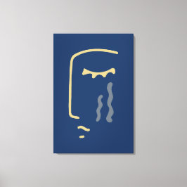 Modernes Abstraktes Gesicht auf blau Leinwanddruck