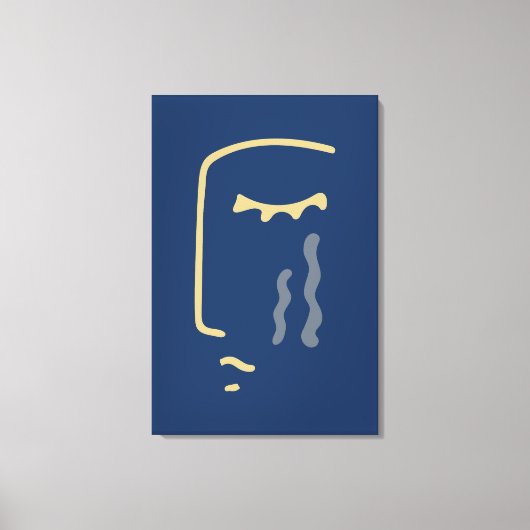 Modernes Abstraktes Gesicht auf blau Leinwanddruck (Vorderseite)