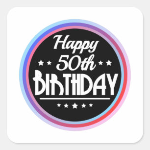 Modernes Abstraktes Glück 50. Geburtstag Quadratischer Aufkleber