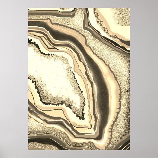 Modernes Abstraktes Gold Beige Agate Geode Gemston Poster (Vorne)
