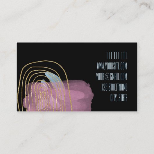Modernes abstraktes Gold in Rosa Visitenkarte (Rückseite)
