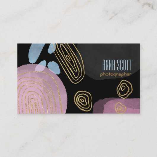 Modernes abstraktes Gold in Rosa Visitenkarte (Vorderseite)