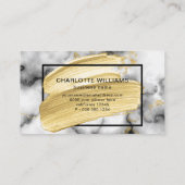 Modernes Abstraktes Gold Pinsel Stroke Marmor Visitenkarte (Rückseite)