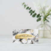 Modernes Abstraktes Gold Pinsel Stroke Marmor Visitenkarte (Stehend Vorderseite)