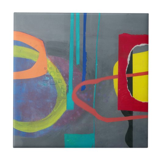 Modernes Abstraktes Graurot Fliese (Vorderseite)