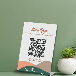 Modernes Abstraktes Green Terra Cotta Yoga Studio Sockelschild