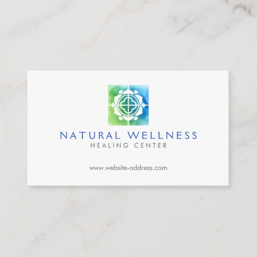 Modernes Abstraktes Grün/Blau-Blumen-Logo-Wellness Visitenkarte (Vorderseite)