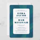 Modernes Abstraktes Grün Blau — Custom Bar Mitzvah Einladung (Vorderseite)