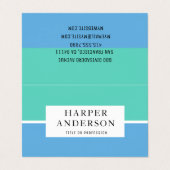 Modernes Abstraktes Grün & Blau Visitenkarten (Außenseite Aufgefaltet)